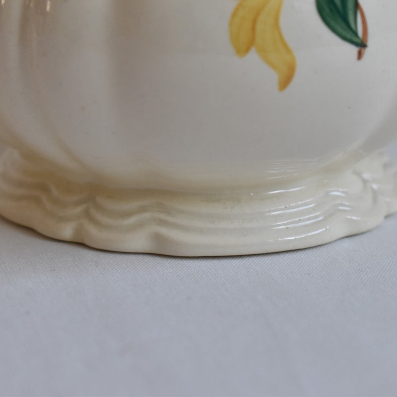Vintage sugar pot, Digoin & Sarreguemines, "Fleur" floral rim