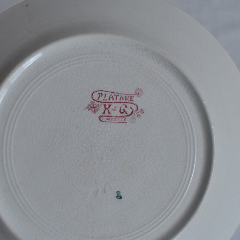 Antique plate K&G Luneville Platane Z2