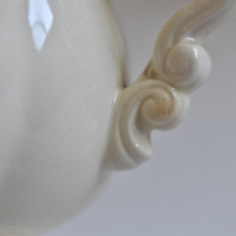 Vintage sugar pot, Digoin & Sarreguemines, "Fleur" floral rim