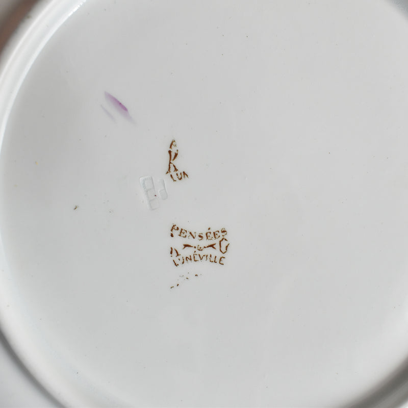 Antique Dessert Plate, K&G Lunéville, Pensées B