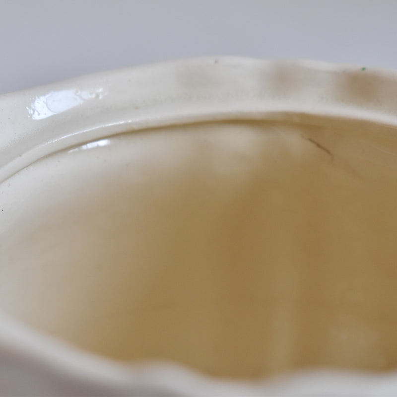 Vintage sugar pot, Digoin & Sarreguemines, "Fleur" floral rim