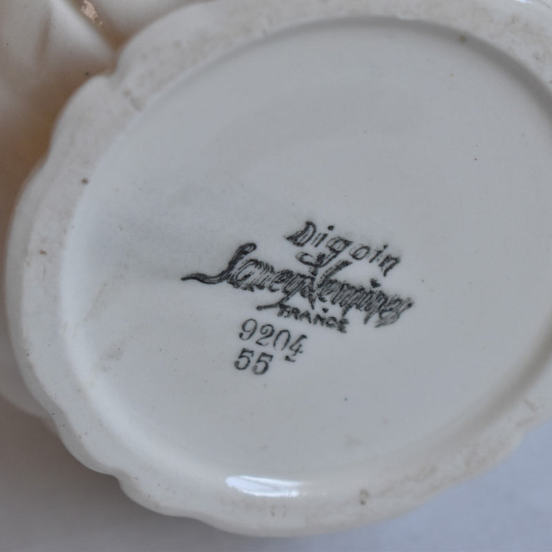 Vintage sugar pot, Digoin & Sarreguemines, "Fleur" floral rim