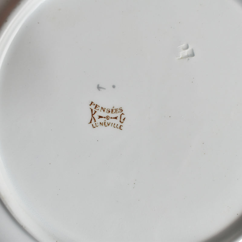 Antique Dessert Plate, K&G Luneville Pensées C