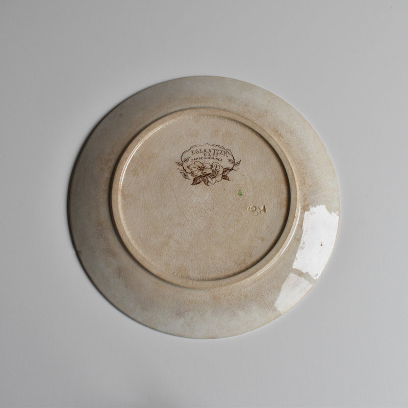 Antique Dessert Plate, U&C Sarreguemines Eglantier C