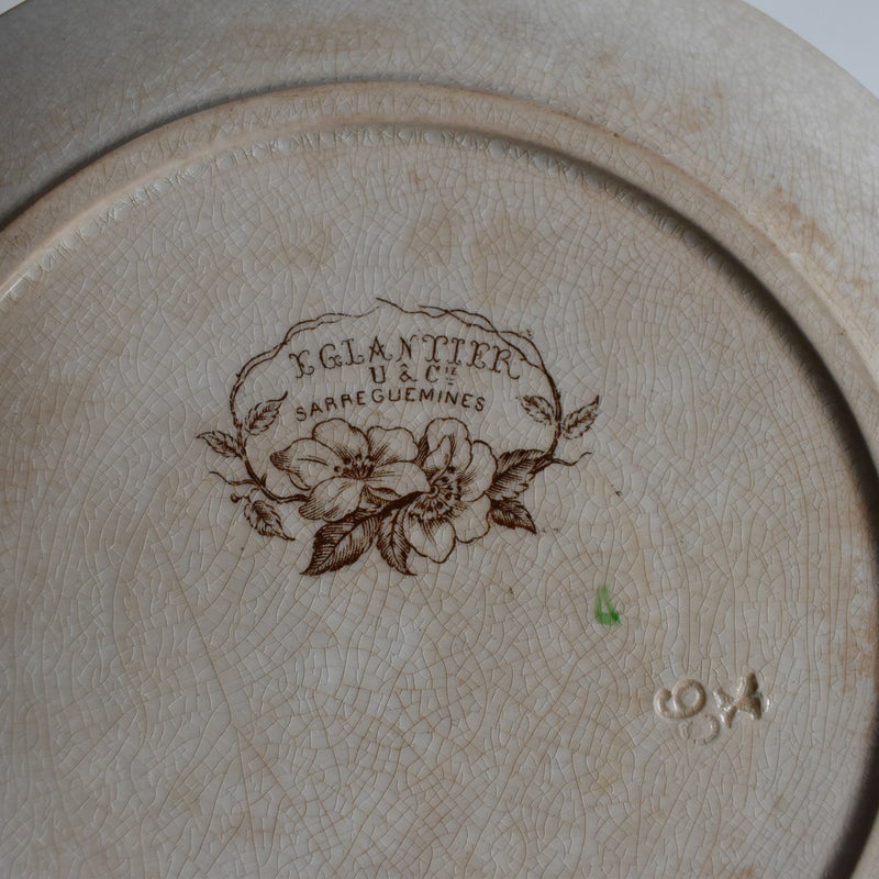 Antique Dessert Plate, U&C Sarreguemines Eglantier C
