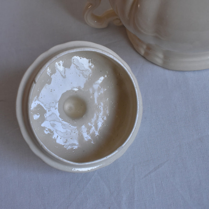 Vintage Sugar Pot - Digoin & Sarreguemines - Petal Rim
