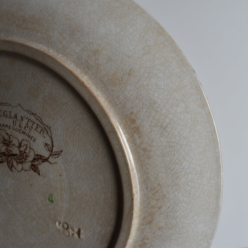 Antique Dessert Plate, U&C Sarreguemines Eglantier C