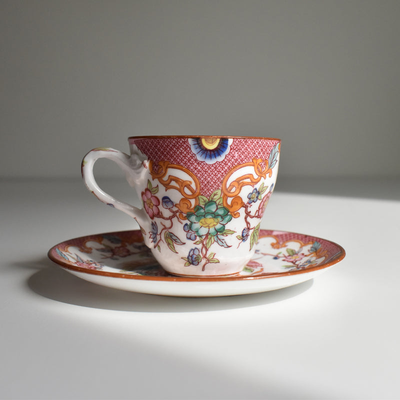Antique Coffee Cup & Saucer, Sarreguemines Minton 216 D