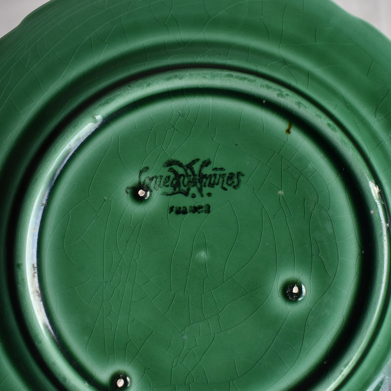 Antique Dessert Plate, Sarreguemines Barbotine, Vigne Verte A