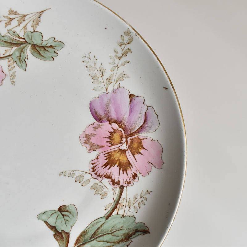 Antique Dessert Plate, K&G Luneville Pensées C
