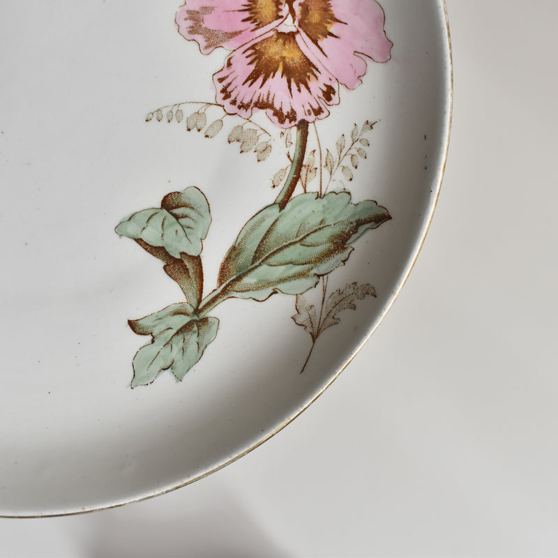 Antique Dessert Plate, K&G Luneville Pensées C
