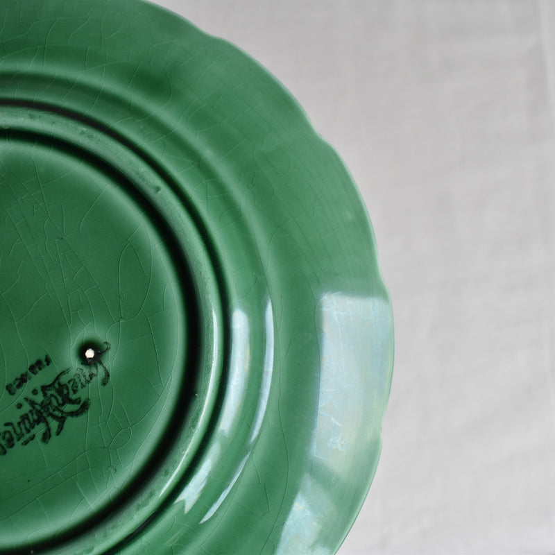 Antique Dessert Plate, Sarreguemines Barbotine, Vigne Verte A