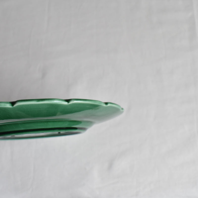 Antique Dessert Plate, Sarreguemines Barbotine, Vigne Verte A