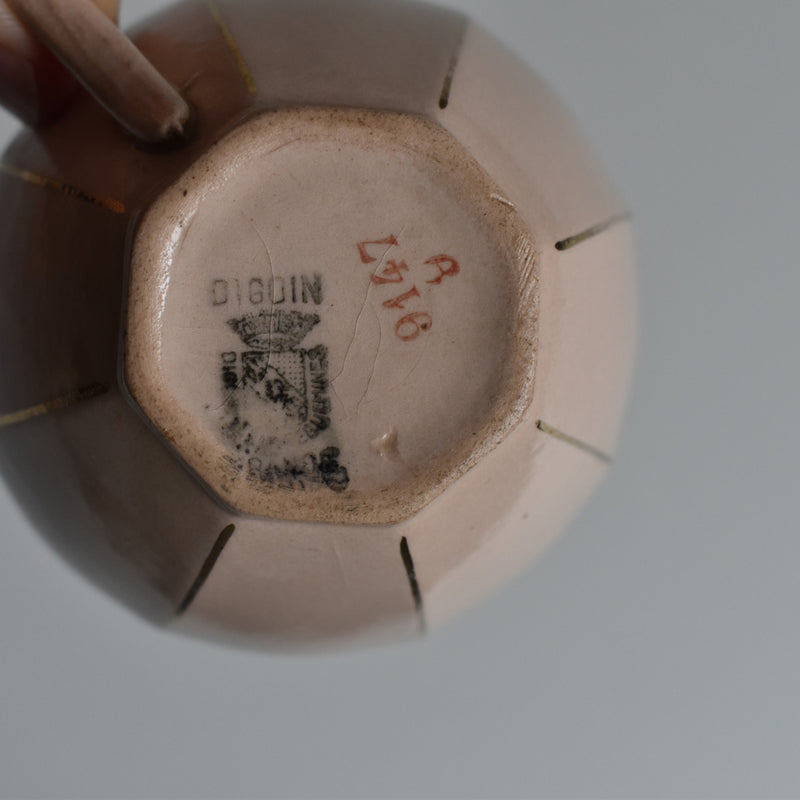 Vintage Coffee Cup, Digoin & Sarreguemines Octagonal Gold B