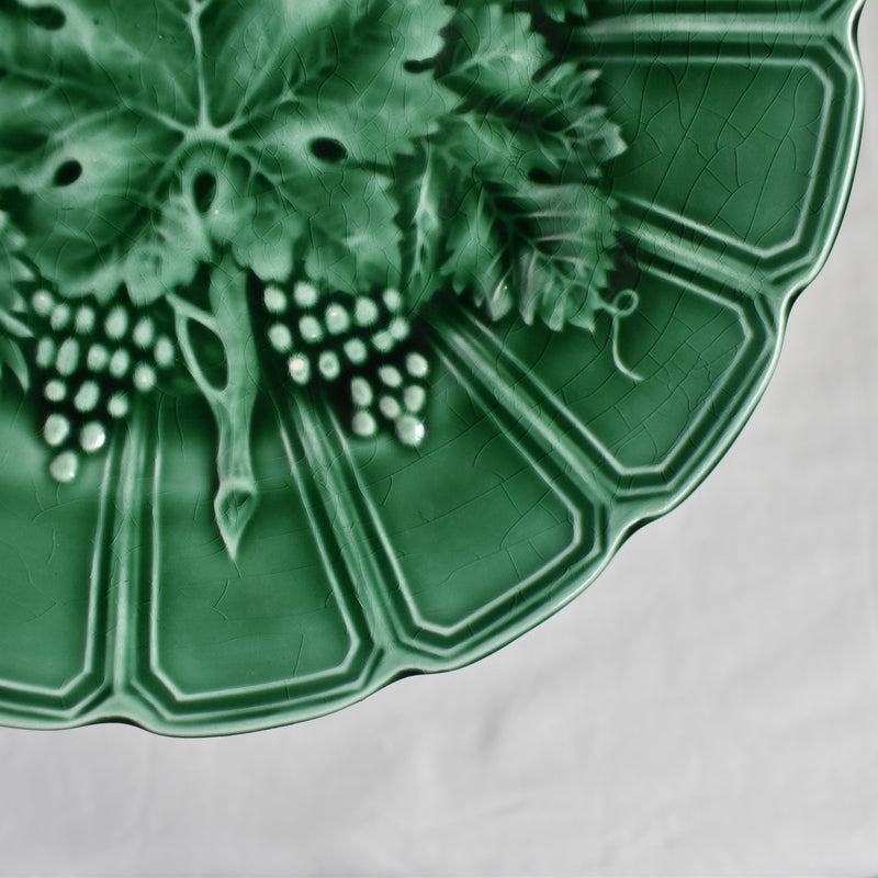 Antique Dessert Plate, Sarreguemines Barbotine, Vigne Verte A