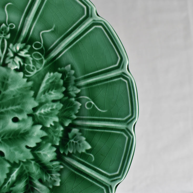 Antique Dessert Plate, Sarreguemines Barbotine, Vigne Verte A