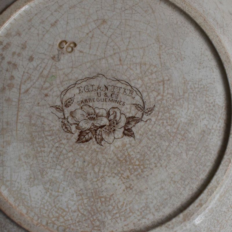 Antique Dessert Plate U&C Sarreguemines Eglantier D