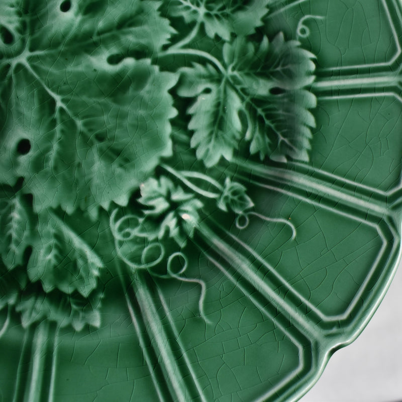 Antique Dessert Plate, Sarreguemines Barbotine, Vigne Verte A