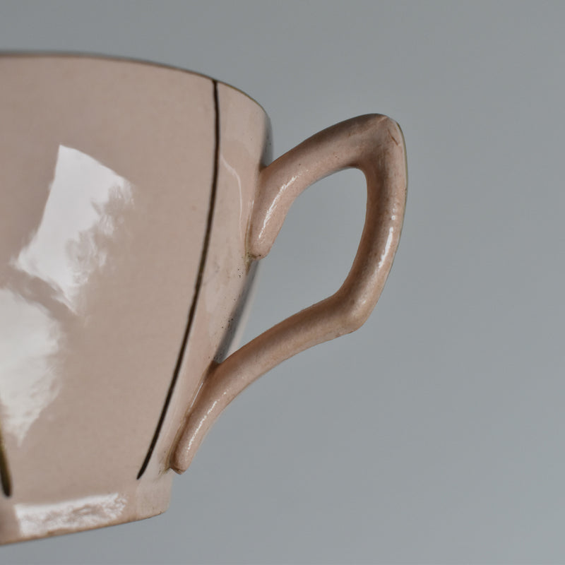 Vintage Coffee Cup, Digoin & Sarreguemines Octagonal Gold B