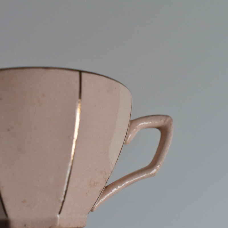 Vintage Coffee Cup Digoin & Sarreguemines Octogonal Gold C