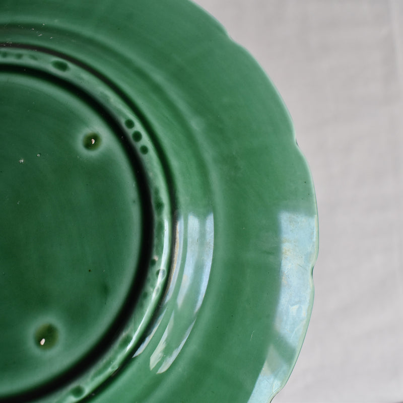 Antique Dessert Plate, Sarreguemines Barbotine "Vigne verte B"