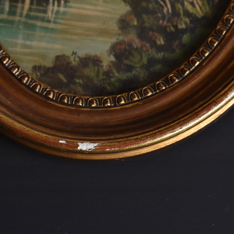 Vintage Oval Frame Copper Painting