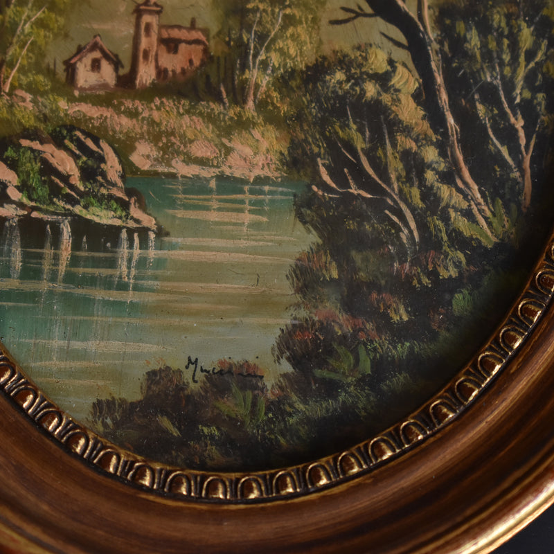 Vintage Oval Frame Copper Painting