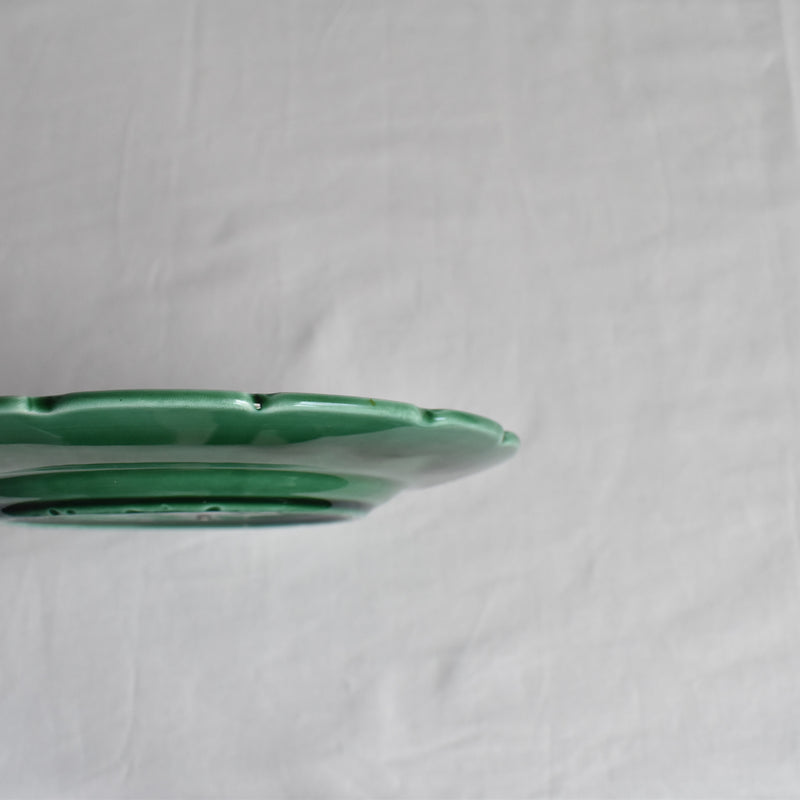 Antique Dessert Plate, Sarreguemines Barbotine "Vigne verte B"
