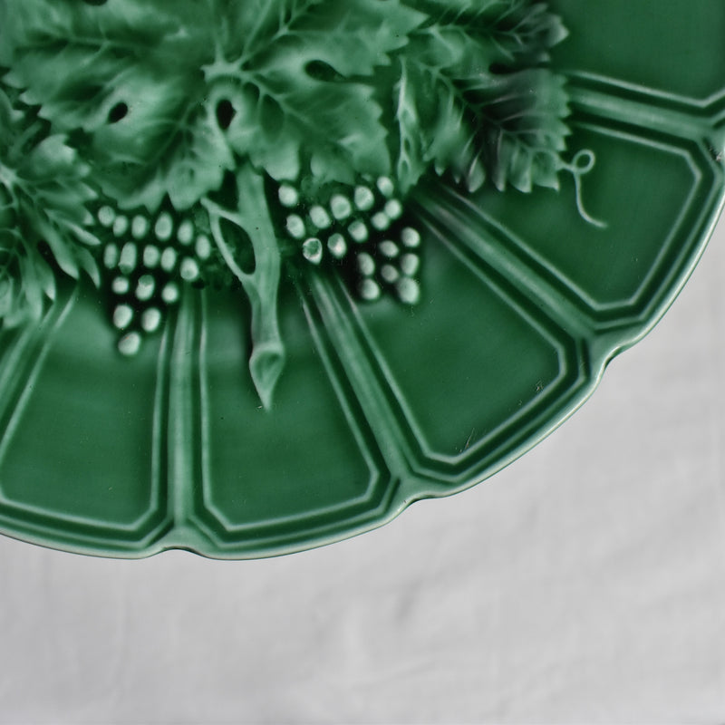 Antique Dessert Plate, Sarreguemines Barbotine "Vigne verte B"