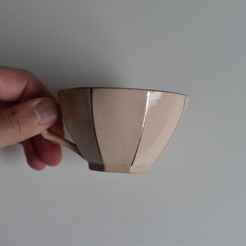 Vintage Coffee Cup Digoin & Sarreguemines Octogonal Gold C