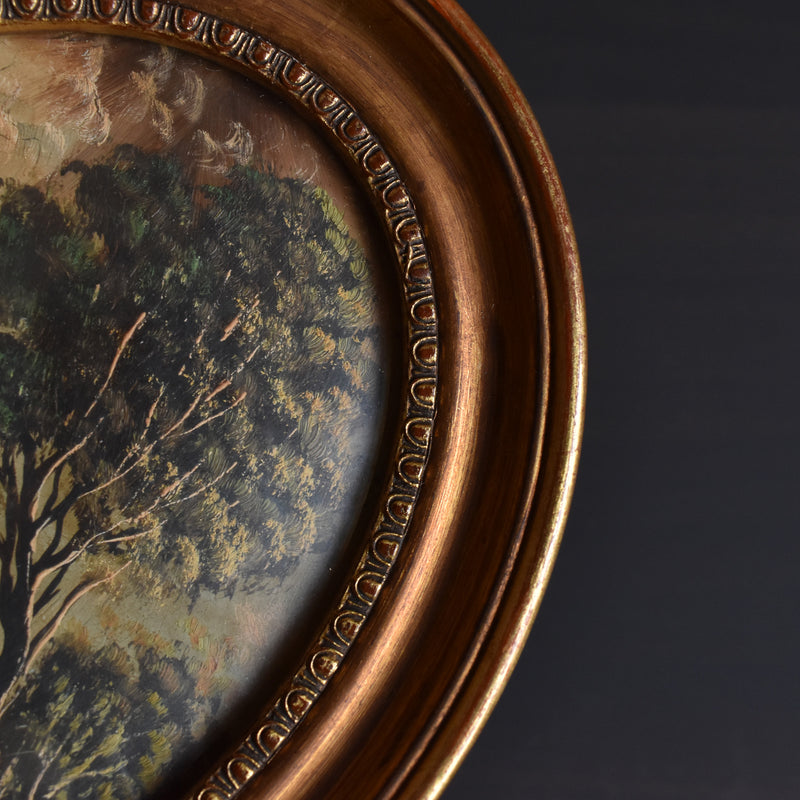 Vintage Oval Frame Copper Painting