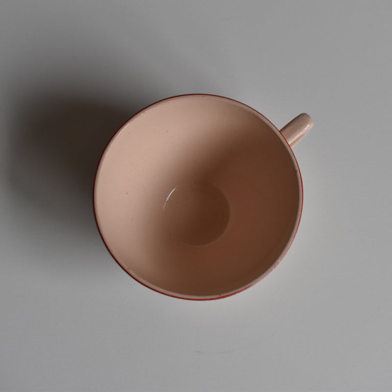 Vintage Digoin & Sarreguemines Octagonal Red Coffee Cup A