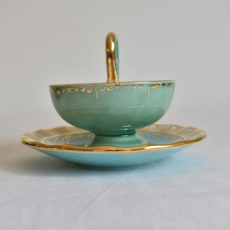 ア.ドラサンヴァル A.Dressinval コーヒーカップ＆ソーサー ライトグリーン＆ブルー