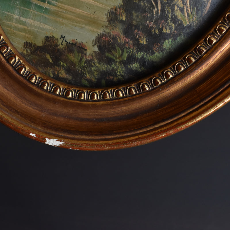 Vintage Oval Frame Copper Painting
