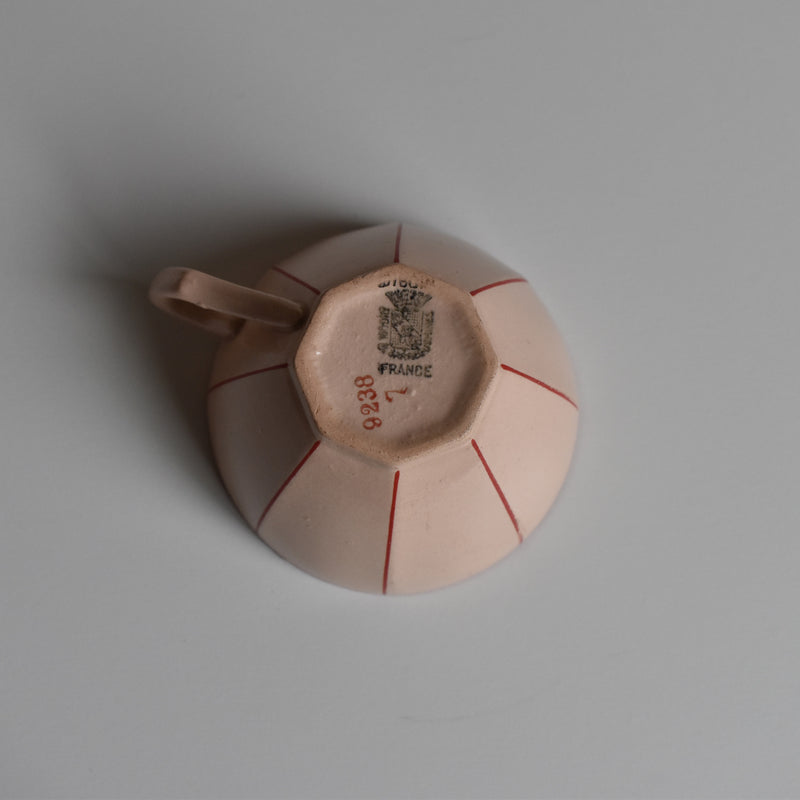 Vintage Digoin & Sarreguemines Octagonal Red Coffee Cup A