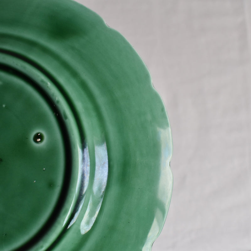 Antique Dessert Plate, Sarreguemines Barbotine Vigne verte C