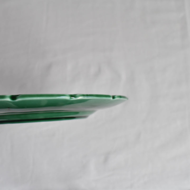 Antique Dessert Plate, Sarreguemines Barbotine Vigne verte C