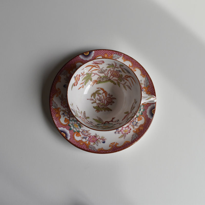 Antique teacup and saucer, Sarreguemines Minton 216 A