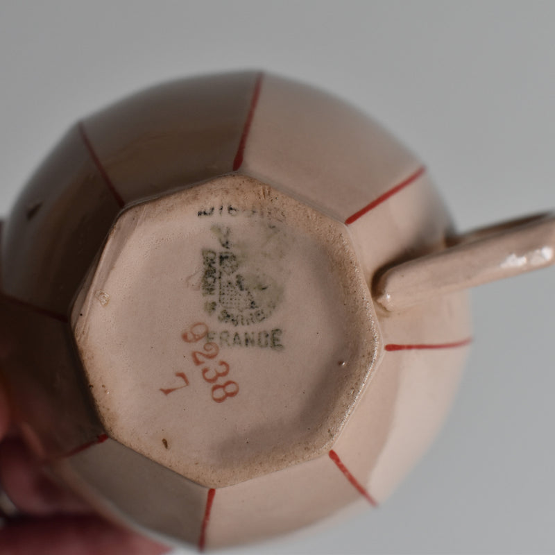 Vintage Digoin & Sarreguemines Octagonal Red B Coffee Cup