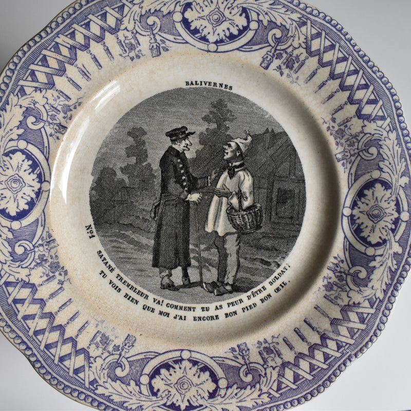 Antique dessert plate, Creil-Montereau, Balivernes N1