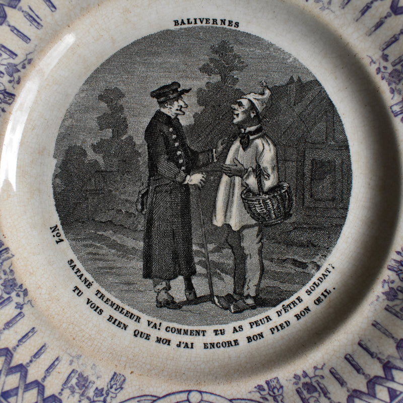 Antique dessert plate, Creil-Montereau, Balivernes N1