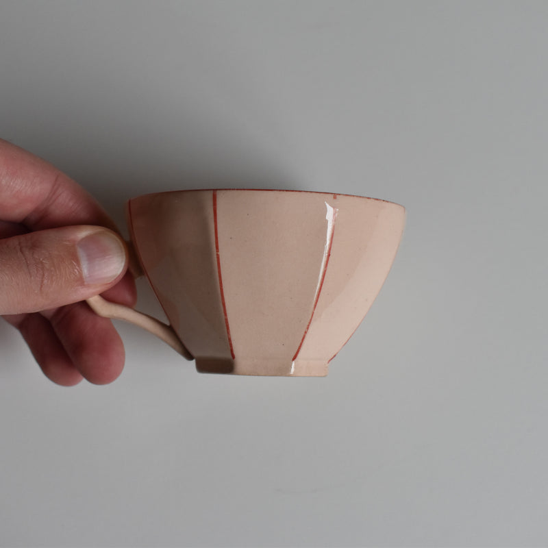 Vintage Digoin & Sarreguemines Octagonal Red B Coffee Cup