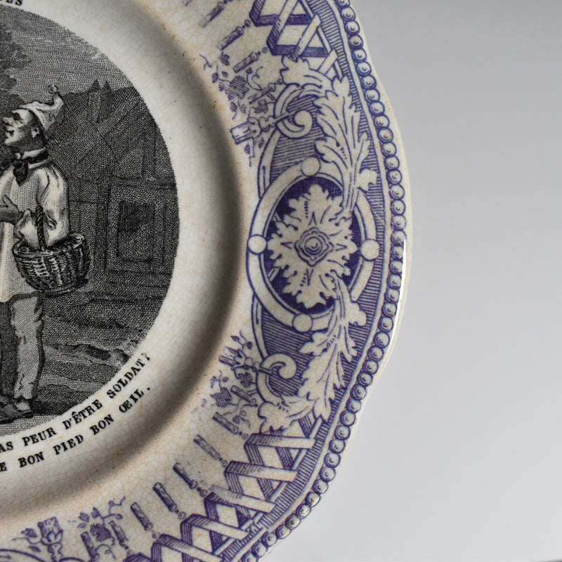 Antique dessert plate, Creil-Montereau, Balivernes N1