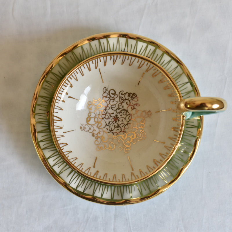 ア.ドラサンヴァル A.Dressinval コーヒーカップ＆ソーサー ライトグリーン＆ブルー