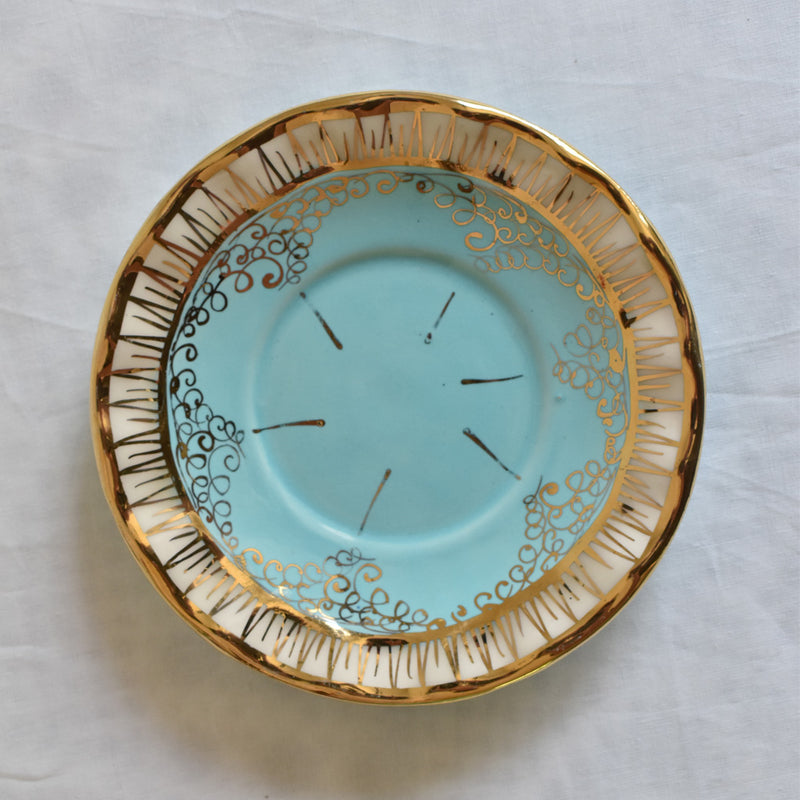 ア.ドラサンヴァル A.Dressinval コーヒーカップ＆ソーサー ライトグリーン＆ブルー