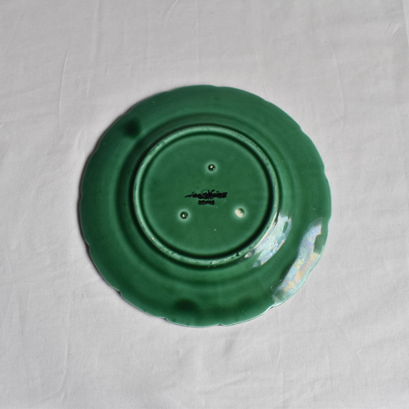 Antique Dessert Plate, Sarreguemines, Barbotine, Vigne Verte D