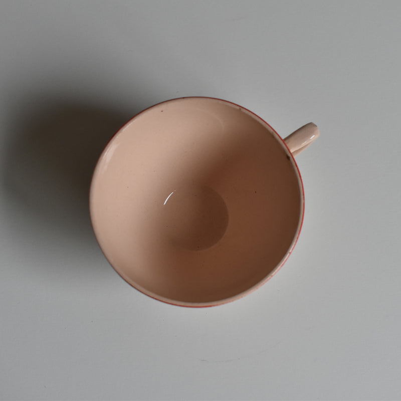 Vintage Coffee Cup Digoin & Sarreguemines Octogonal Red C