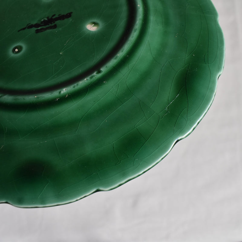 Antique Dessert Plate, Sarreguemines, Barbotine, Vigne Verte D