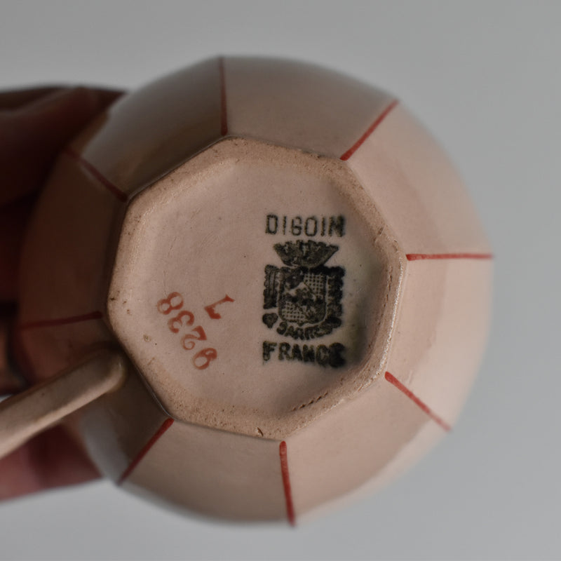 Vintage Coffee Cup Digoin & Sarreguemines Octogonal Red C