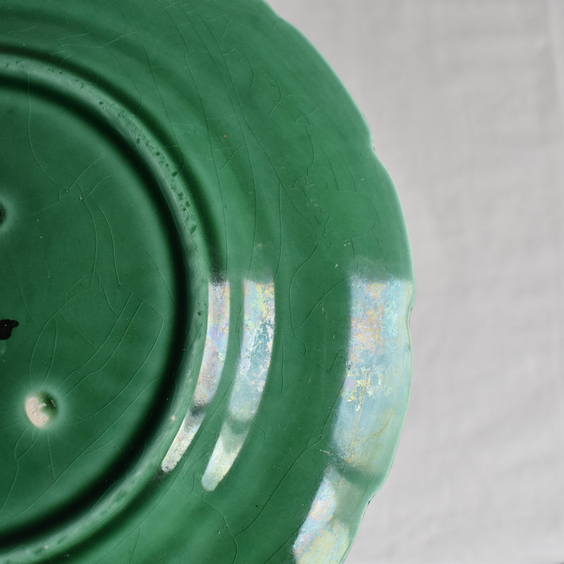 Antique Dessert Plate, Sarreguemines, Barbotine, Vigne Verte D